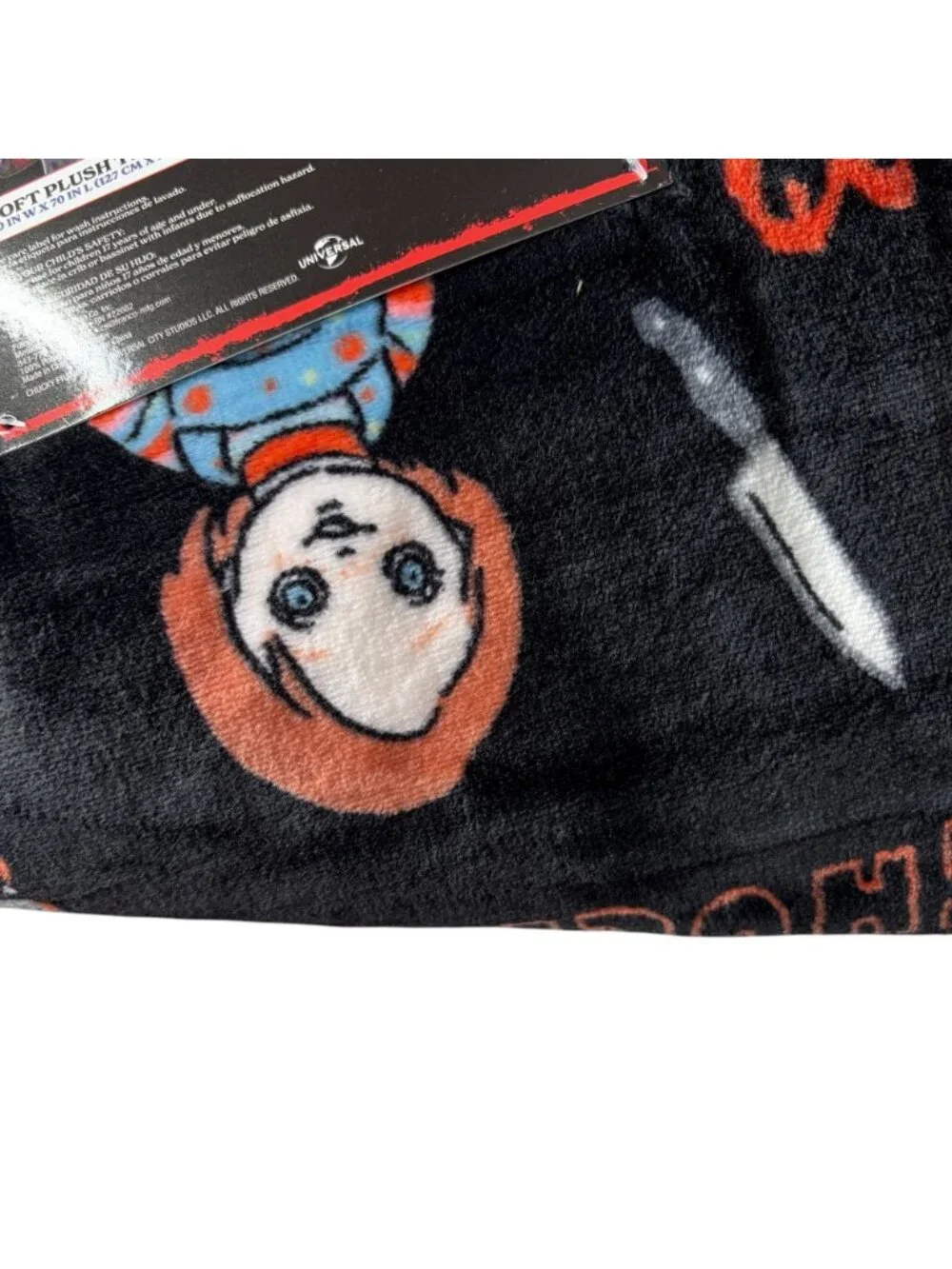 NWT Chucky Child’s Play Soft Plush Throw Blanket 50x70 Universal Horror Movie